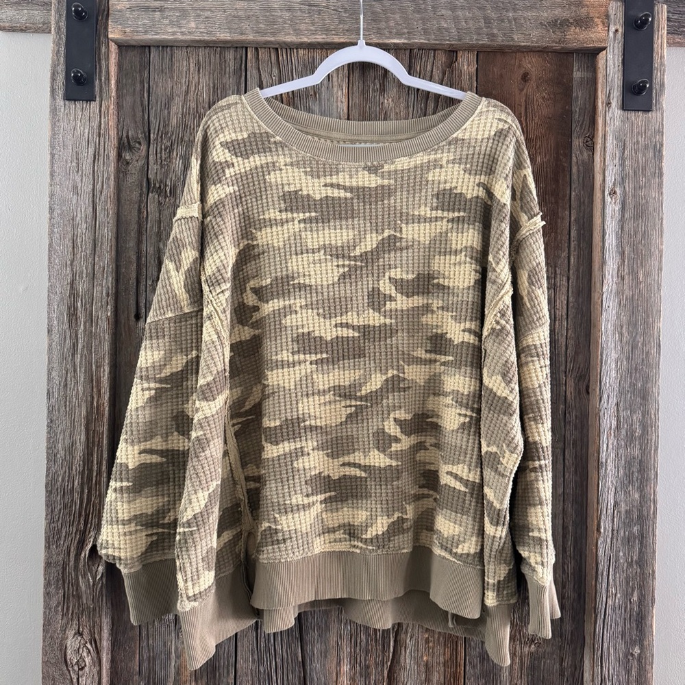 American Eagle Waffle Knit Crewneck – XL Oversized Fit “Seriously Lived-In” - Picture 2 of 8